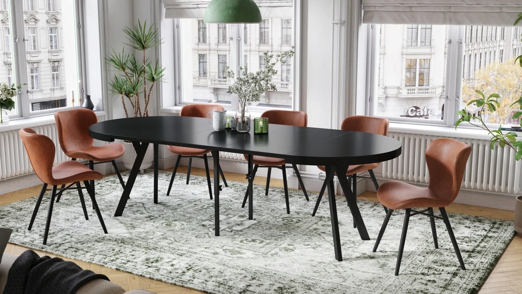 MAZZONI EXPORT ALTEA Piele ecologică Retro Brandy/picioare negre - SCAUN MODERN PENTRU LIVING/SUFRAGERIE/BUCĂTĂRIE/BIROU