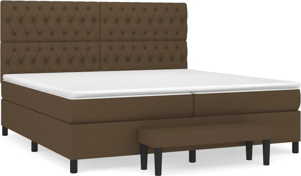 vidaXL Pat box spring cu saltea, maro închis, 200x200 cm, textil