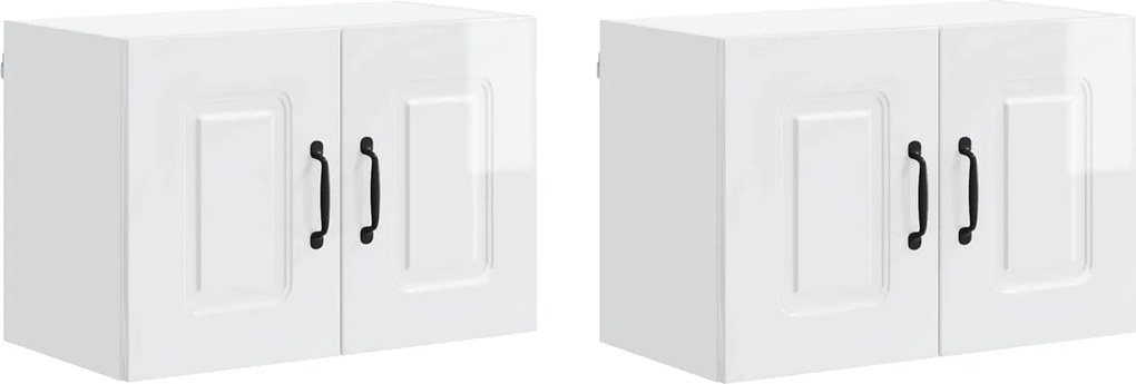 vidaXL Dulap de bucătărie Kalmar 2 pcs Alb lucios 60 x 31 x 40 cm