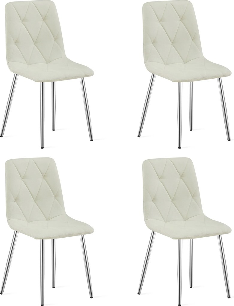Set 4 Scaune Bucatarie/Dining Fido, Picioare Cromate,Textil Bej