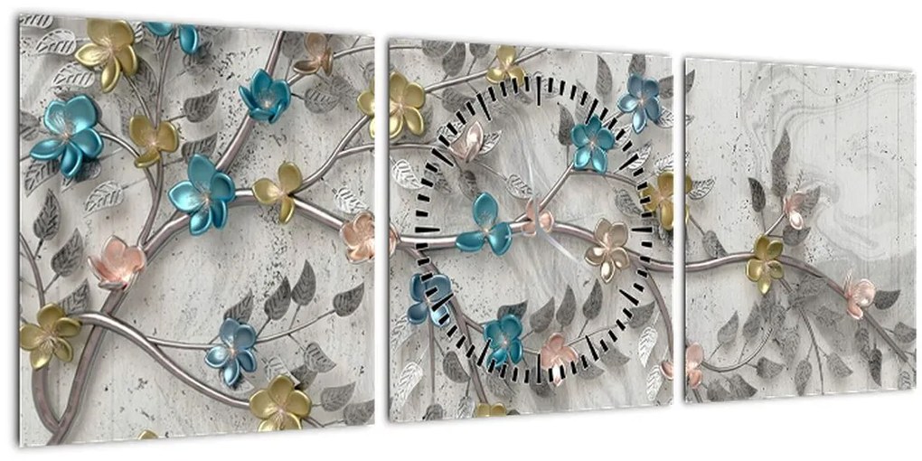 Tablou - Pe creangă - abstract (cu ceas) (90x30 cm)