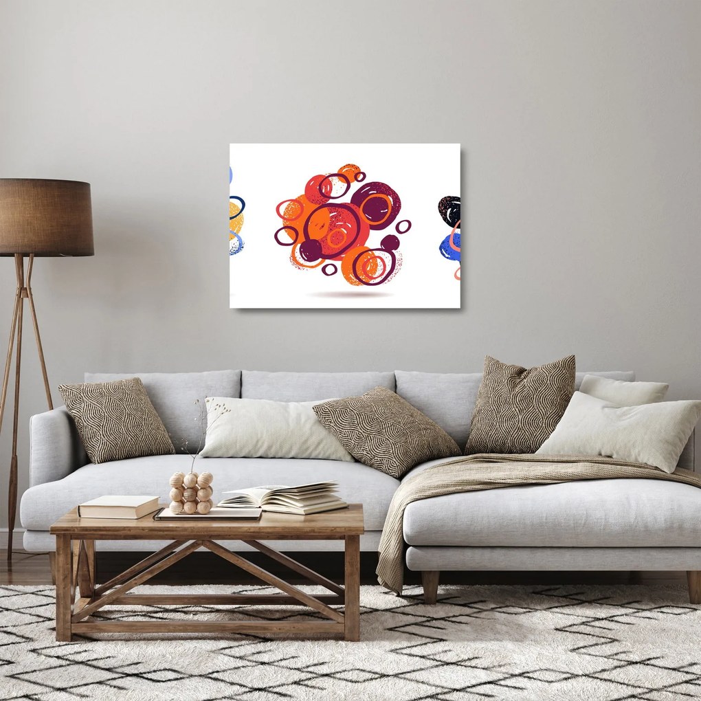 Tablou pe sticlă cercuri colorate (70x50 cm)