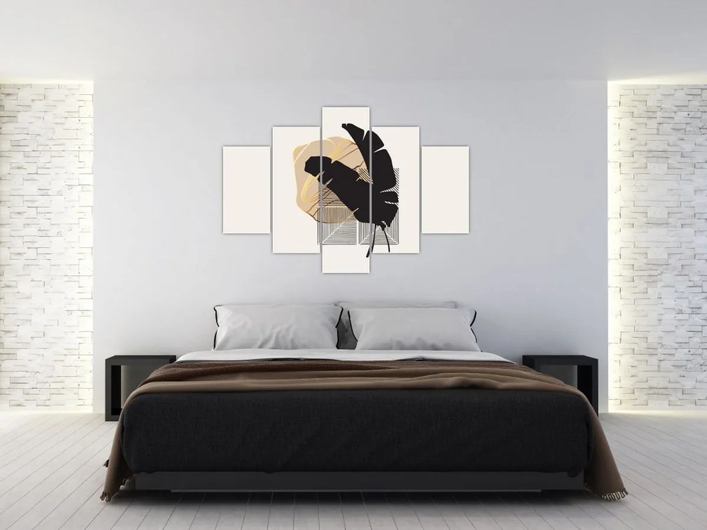 Tablou - Abstracție cu frunze tropicale N⁰4 (150x105 cm)