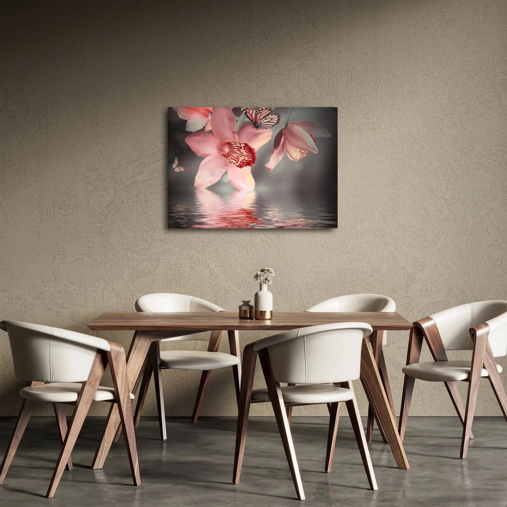 Tablou - Flori și fluture (70x50 cm)