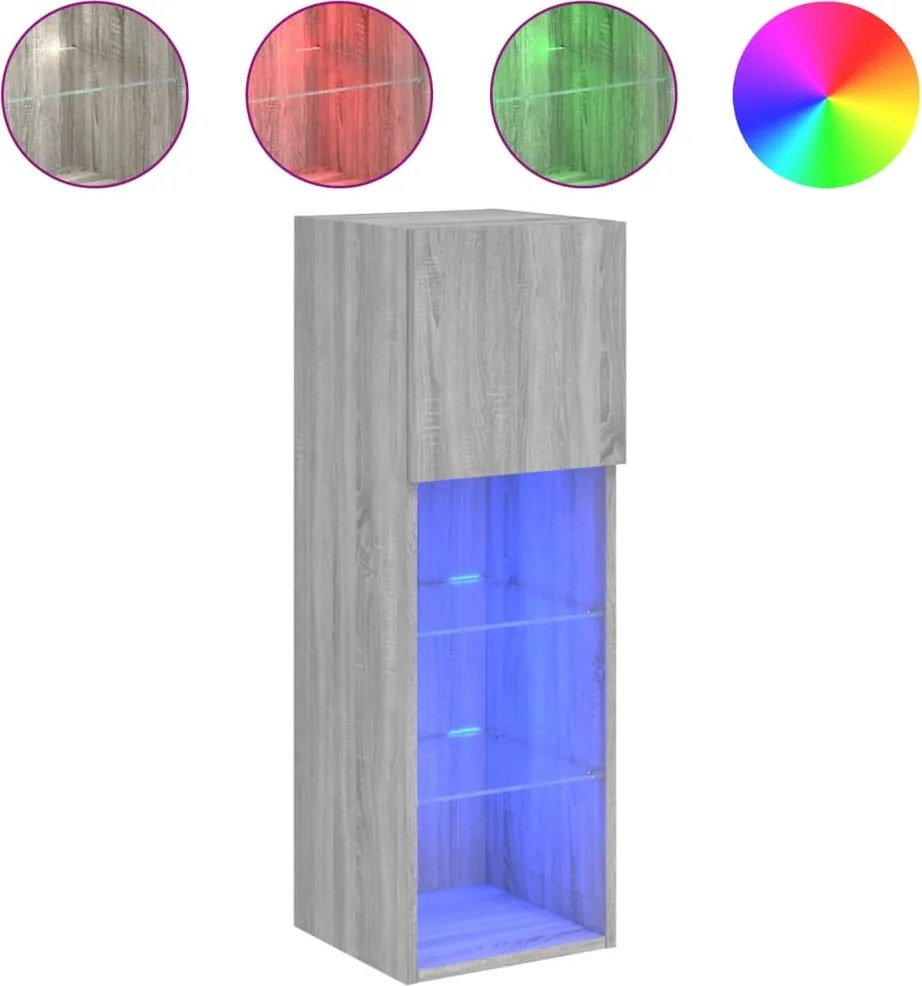 vidaXL Comodă TV cu lumini LED, gri sonoma, 30,5x30x90 cm