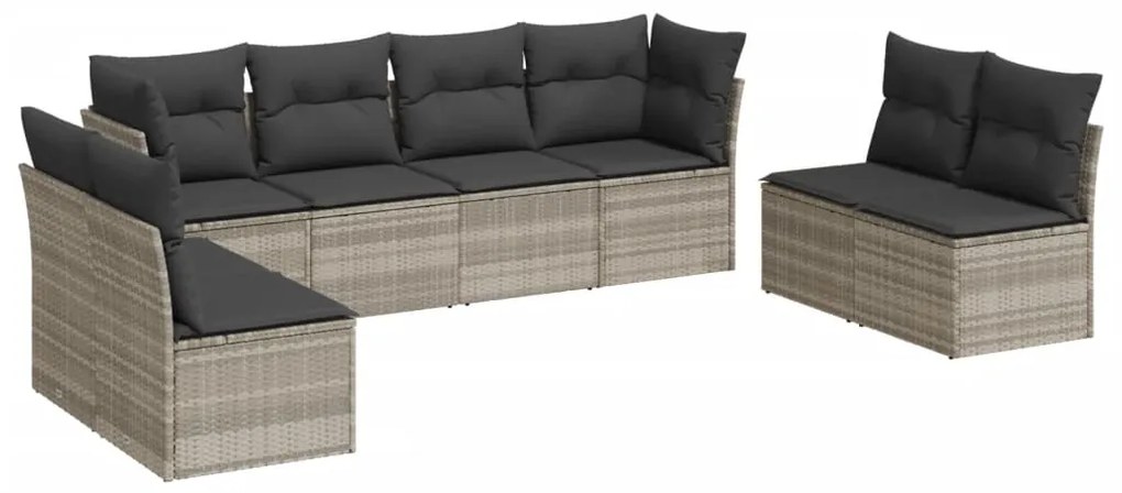 3217452 vidaXL Set mobilier de grădină cu perne, 8 piese gri deschis poliratan