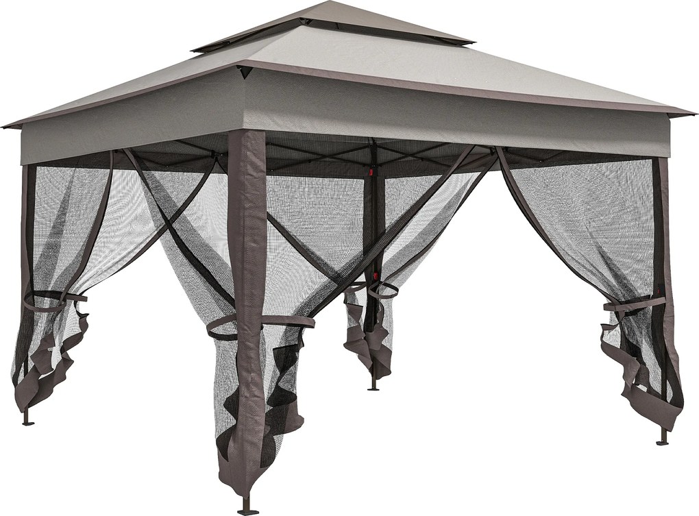 Outsunny pavilion pliabil cu pereți laterali, gri, 3,25 x 3,25 x 2,7 m | Aosom Romania