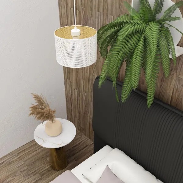 Lustră pe cablu LOFT SHADE 1xE27/60W/230V d. 25 cm albă/aurie