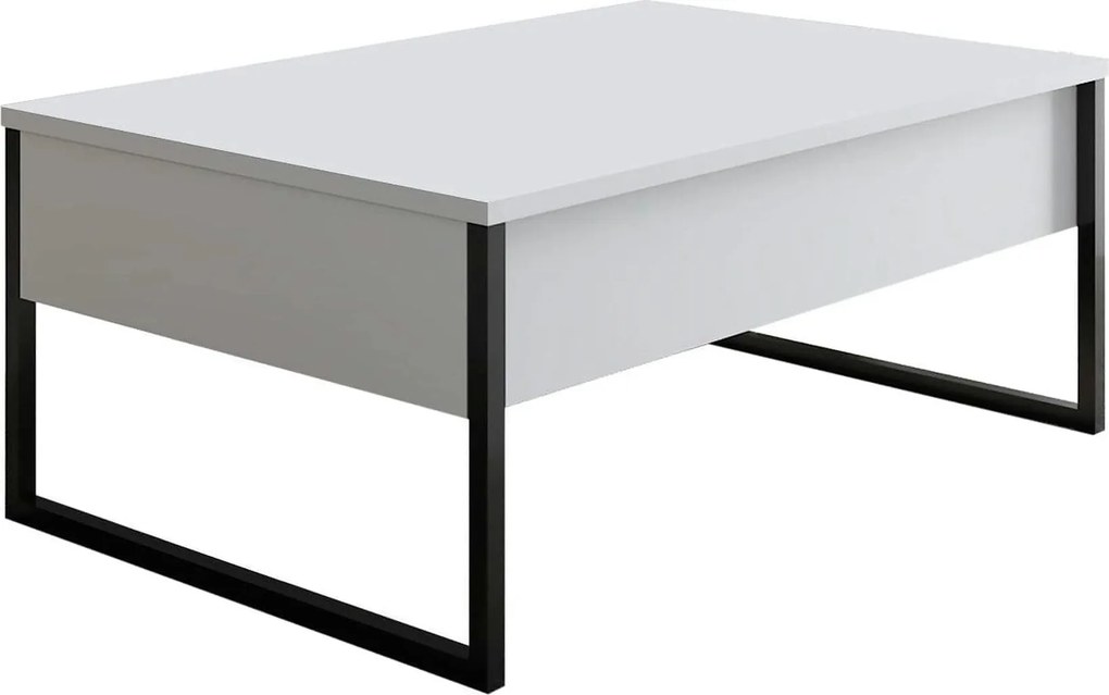 Masuta cafea Luxe, alb/negru, PAL/metal, 90x60x40 cm