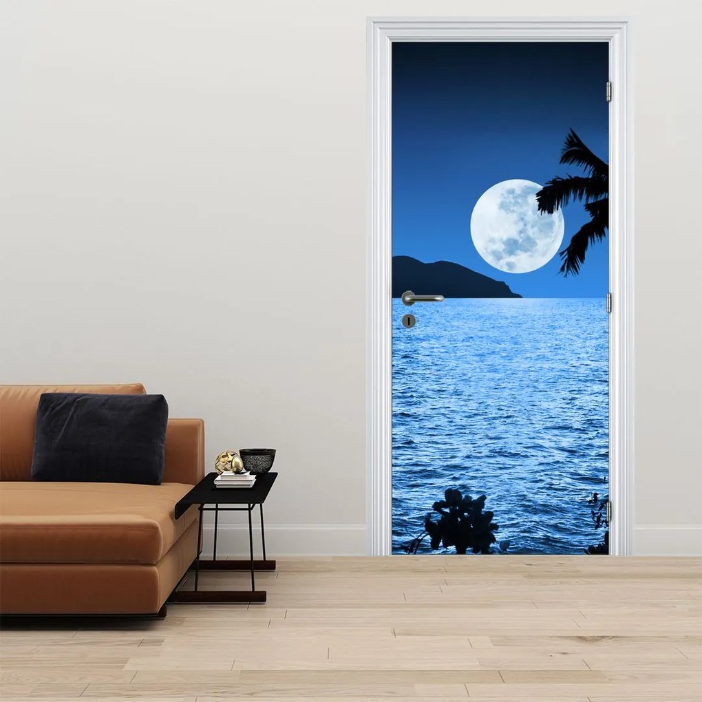 Fototapet pentru ușă - Luna deasupra mării (95x205cm)