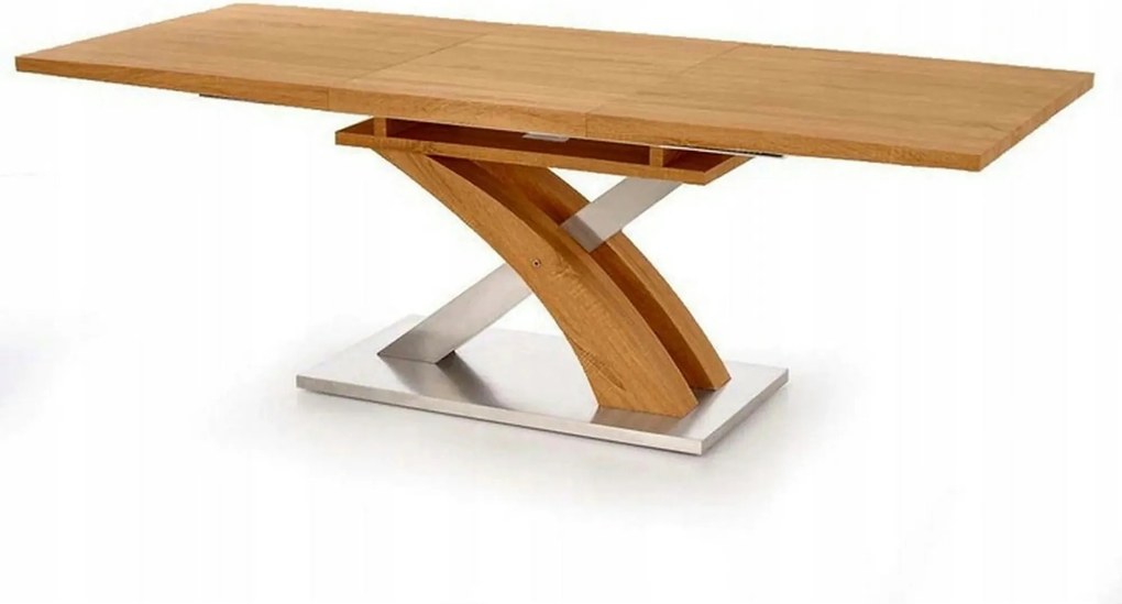 Masa extensibila SANDOR, stejar/crom, 160/220x90x77 cm