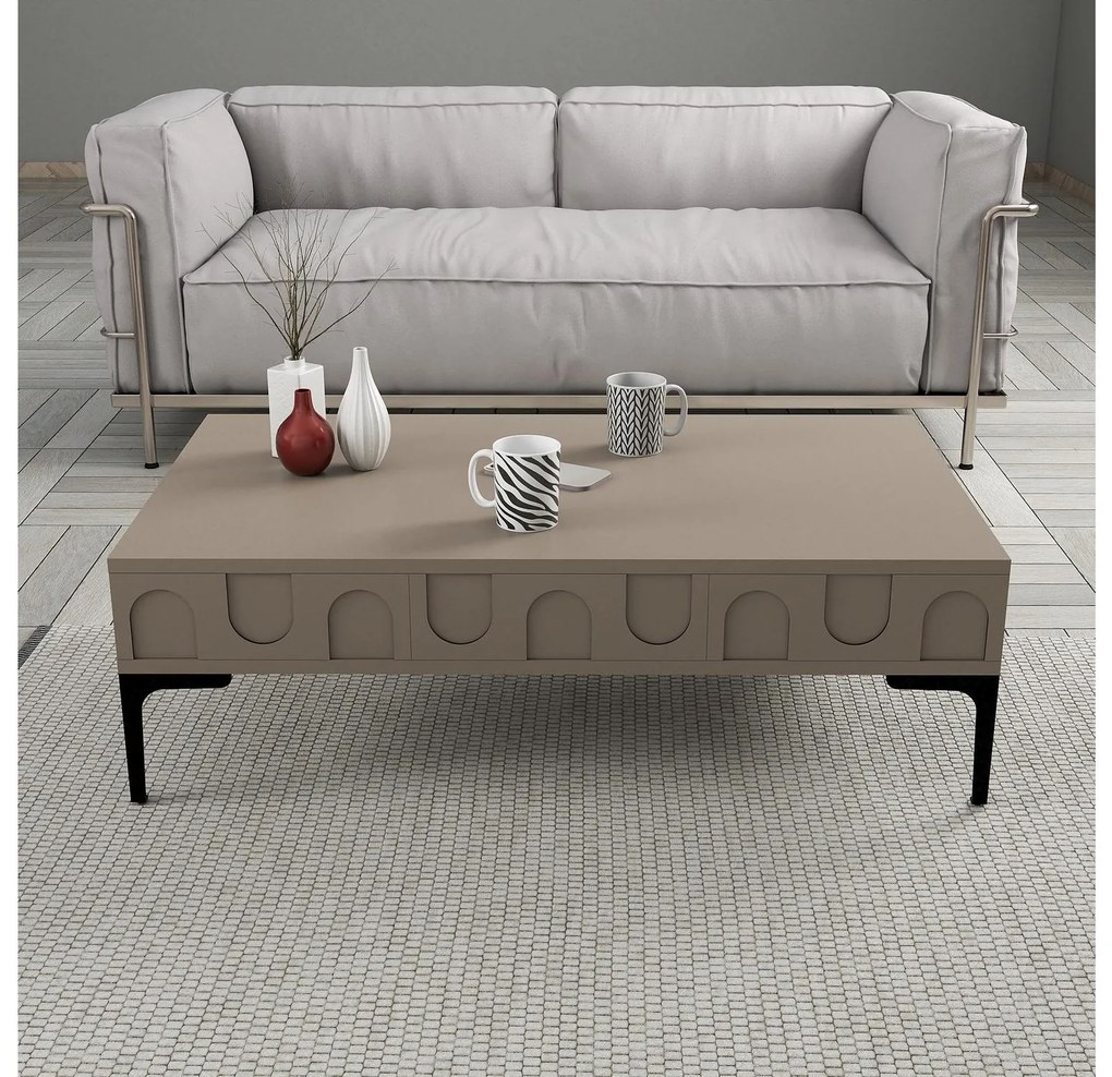 Set mobilier living Lyantela (tmavoBej + negru). 1107140