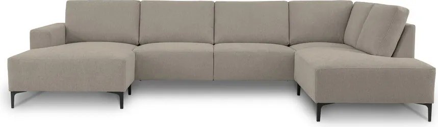 Colțar maro deschis cu tapițerie din chenille (cu colț pe partea dreaptă/în formă de "U") Fabian – Scandic