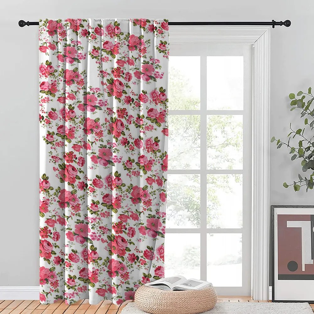 Set draperii blackout model floral cu rejansa transparenta cu ate pentru galerie, Madison, densitate 700 g/ml, Garden Flowers, 2 buc