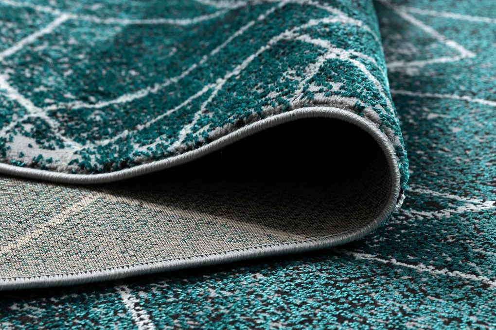 Covor DE LUXE modern 626 geometric, caro - structural gri / verde