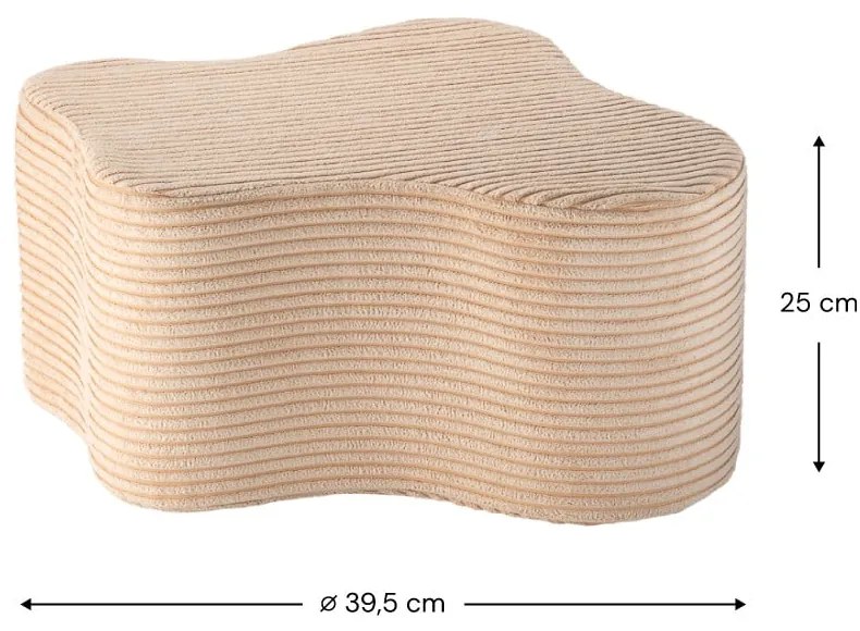 Puf de copii maro deschis cu tapițerie din catifea reiată Cloud – Wigiwama