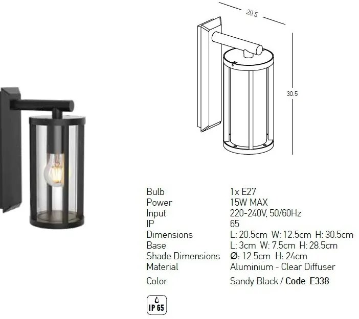 Aplica de perete iluminat exterior decorativ IP65 Mary