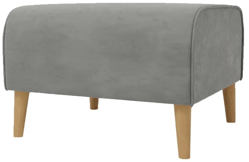 Taburet gri deschis cu tapițerie din catifea Carole – Ropez