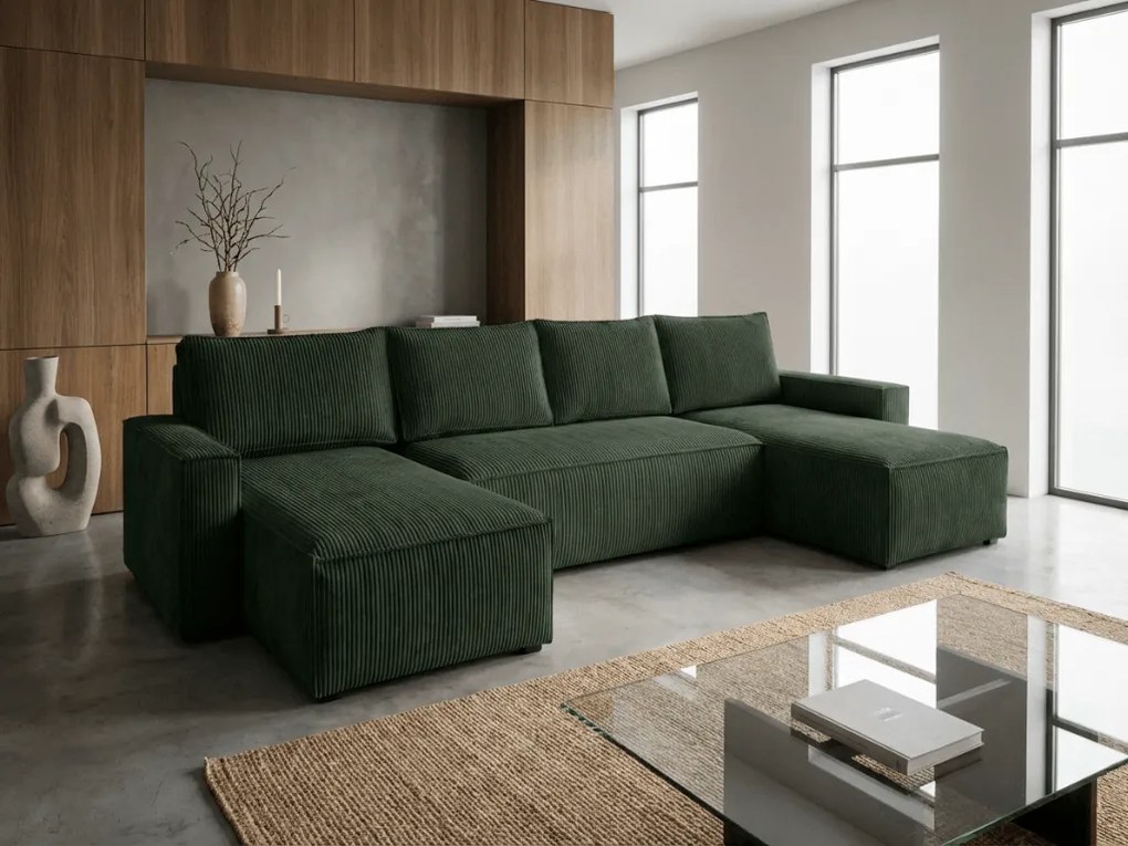 Set coltar in U SMART COSARO verde inchis 295x140 cm II. calitate