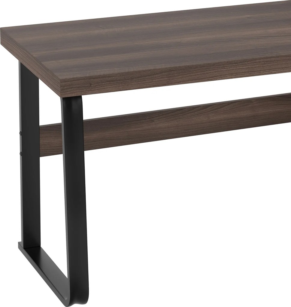 Birou modern în stil minimalist, blat din MDF cu cadru din țeavă de oțel, design multifuncțional de depozitare, 161x54x76,3 cm, Maro