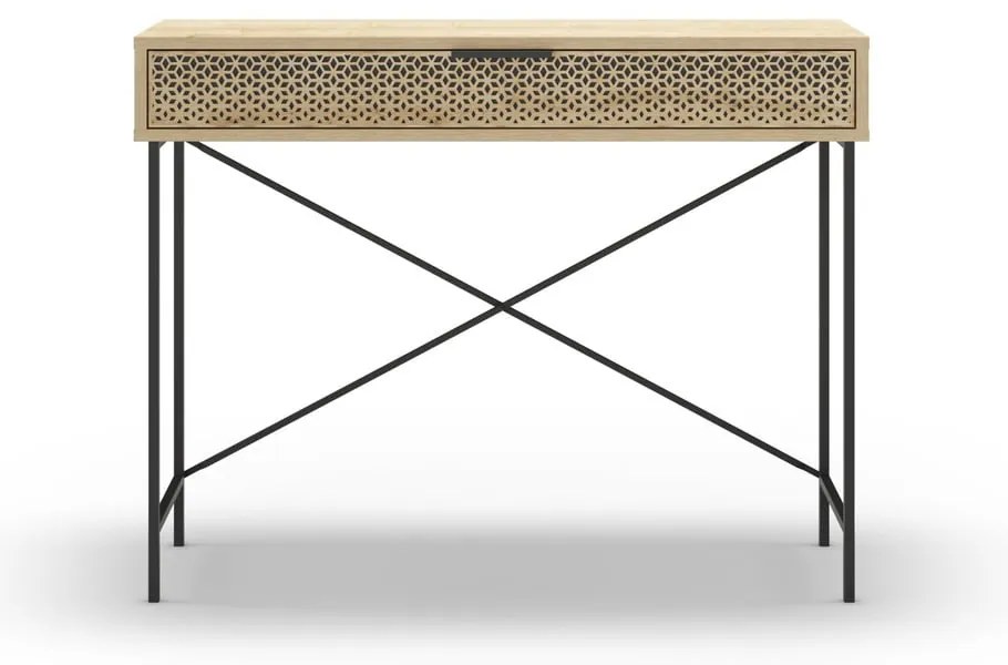 Masă consolă în culoare naturală cu aspect de lemn de stejar 35.5x110 cm Ecrin – Marckeric