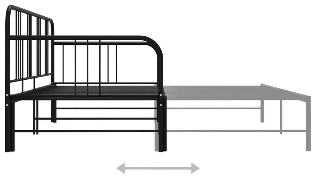 Cadru pat canapea extensibila, negru, 90 x 200 cm, metal Negru