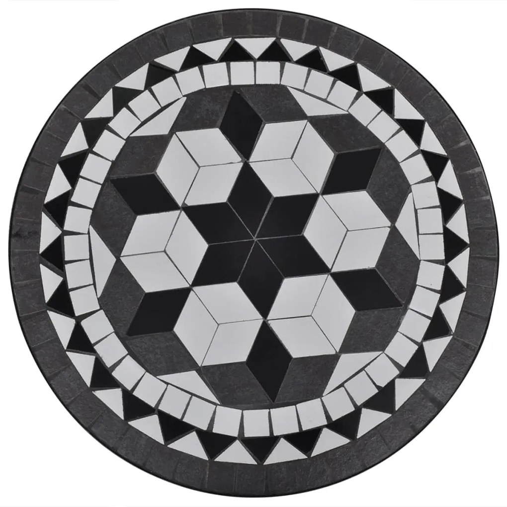 41532 vidaXL Masă de bistro, alb și negru, 60 cm, mozaic