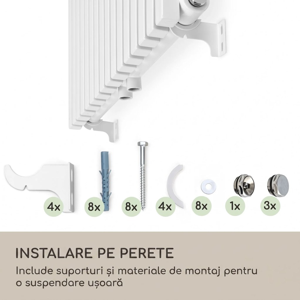 Blumfeldt Delgado, 180 x 60, radiator, radiator de baie, radiator tubular, 1065 W, apă caldă, 1/2