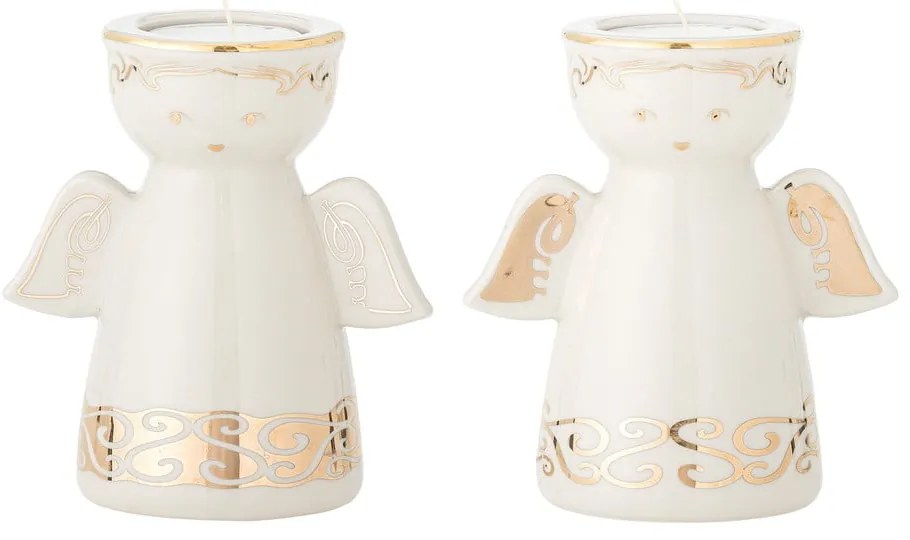 Sfeșnice pentru lumânări pastilă 2 buc. din gresie Faella – Bloomingville