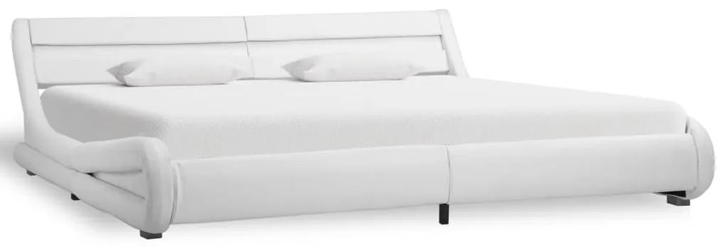 285737 vidaXL Cadru de pat cu LED, alb, 180 x 200 cm, piele ecologică