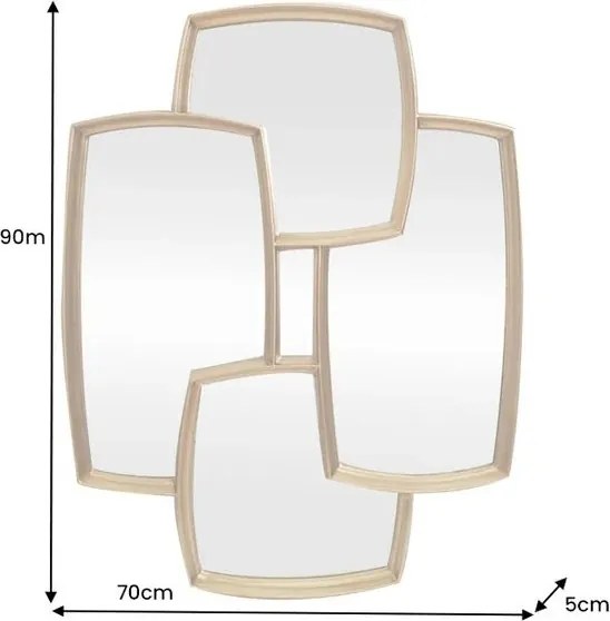 Oglinda perete design geometric QUADRA 90cm auriu