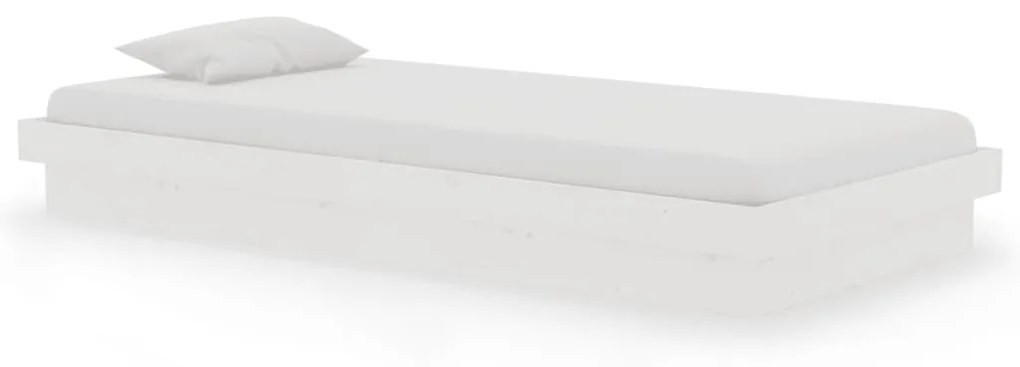 819938 vidaXL Cadru de pat single, alb, 90x190 cm, lemn masiv