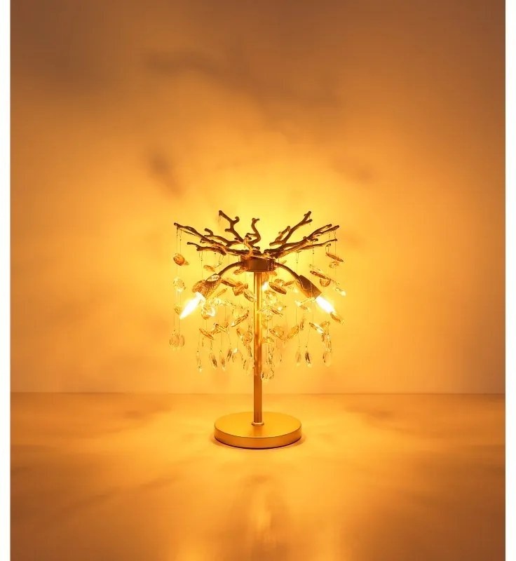 Veioza metal auriu mat, cristale de sticla QUEENA