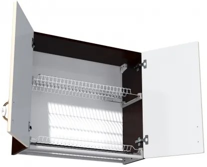 Corp superior 80 cu 2 usi cu scurgator de vase Zebra MDF vanilie simplu