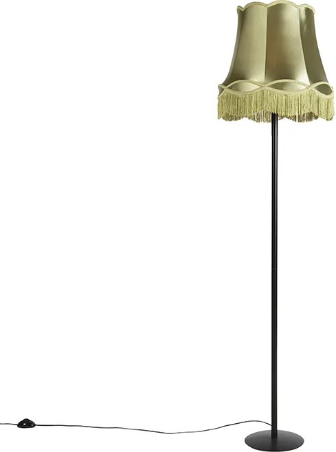Lampă de podea retro neagră cu abajur verde în stil bunicii 45 cm - Simplo