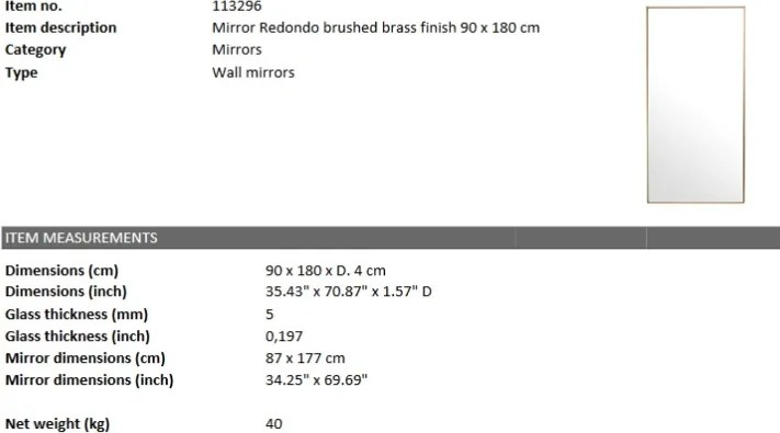 Oglinda decorativa design LUX Redondo 90x180cm 113296 HZ