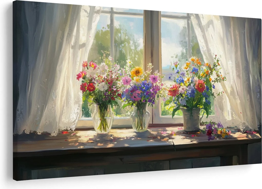 Tablou - Buchet la fereastră (90x60 cm)