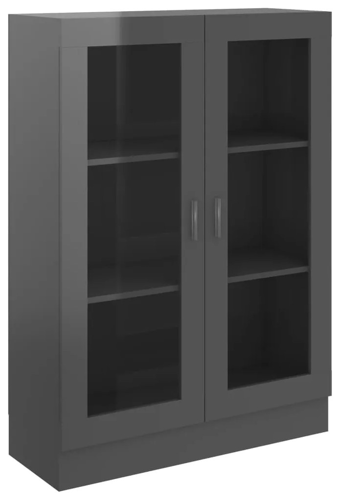 802758 vidaXL Dulap cu vitrină, gri extralucios, 82,5 x 30,5 x 115 cm, PAL