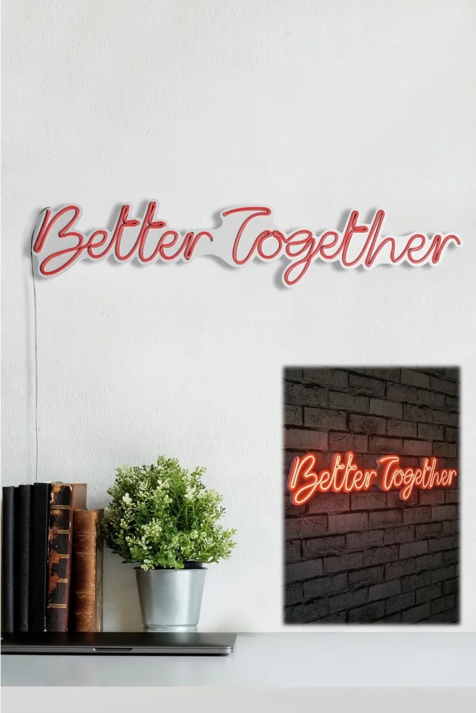 Decoratiune luminoasa LED de perete Better Together Rosu 84x16x2 cm