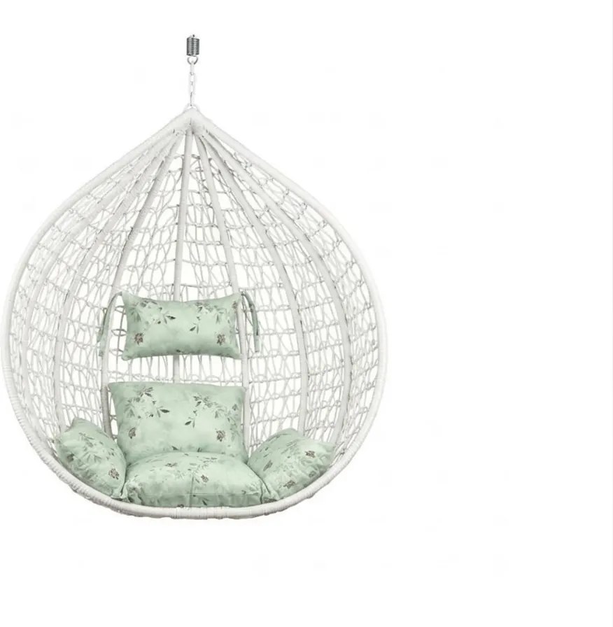 Scaun suspendat alb KOKON fara suport, perna verde deschis cu model