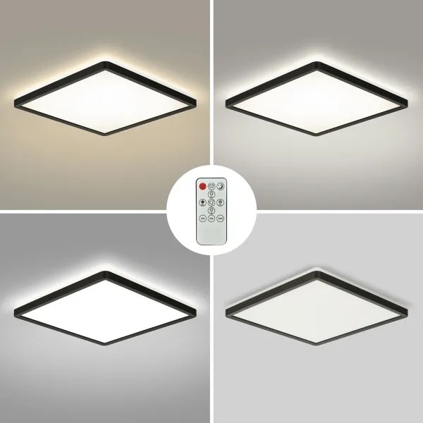 Brilagi - Plafonieră LED dimabilă ULTRA SLIM LED/18W/230V 30x30 cm neagră + telecomandă