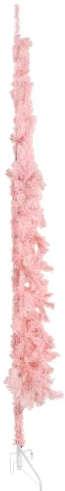 Jumatate brad de Craciun subtire cu suport, roz, 210 cm 1, Roz, 210 cm