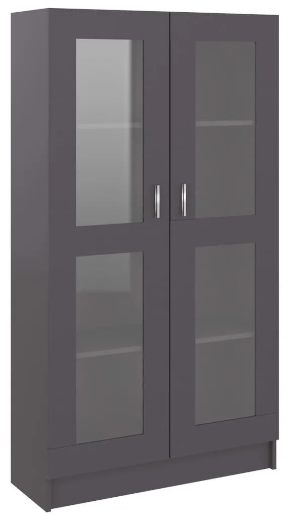 802761 vidaXL Dulap cu vitrină, gri, 82,5 x 30,5 x 150 cm, PAL