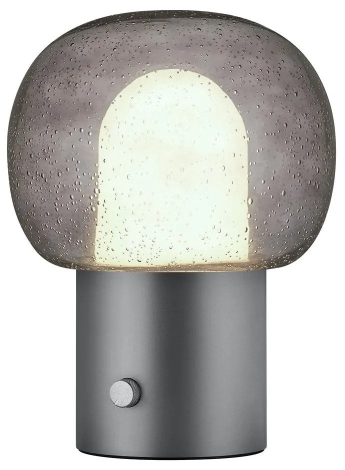 Veioză gri antracit LED din aluminiu cu abajur din sticlă (înălțime 32 cm) Iris – Blomus