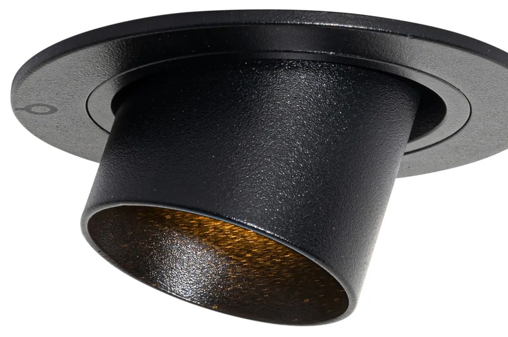 Set de 6 spoturi încastrate negre GU10 35mm rotunde înclinabile - Installa