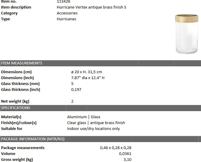 Suport lumanare design modern Vertex S alama 113426 HZ