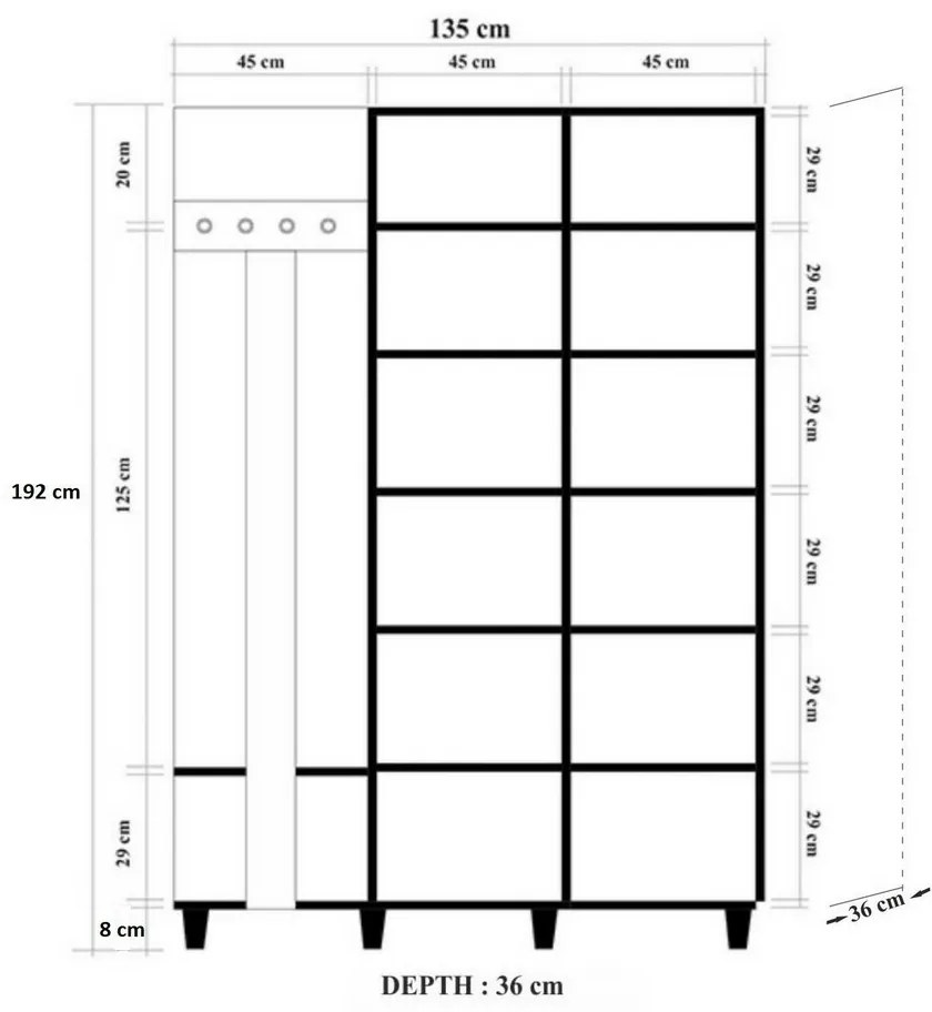 Cuier cu dulap Garmanto Sonoma Oak Double