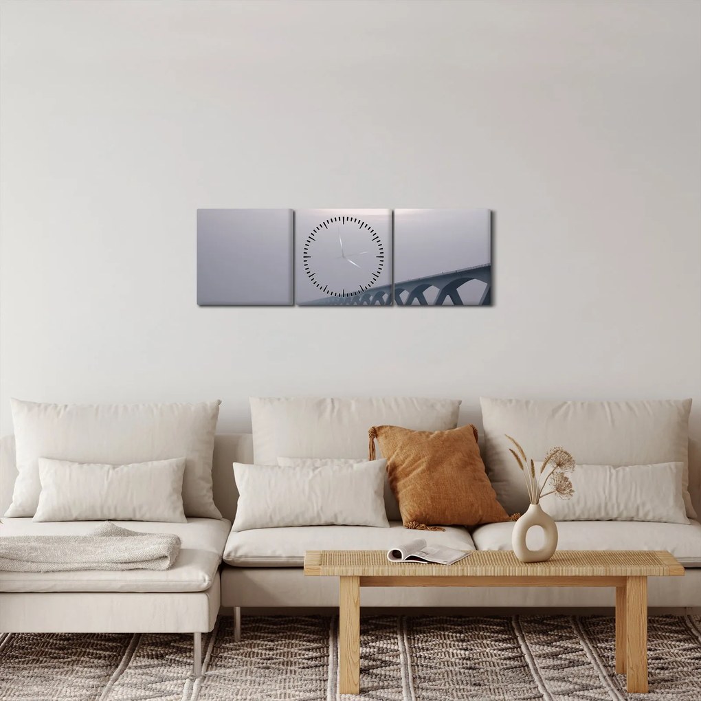 Tablou - Podul în ceață (cu ceas) (90x30 cm)