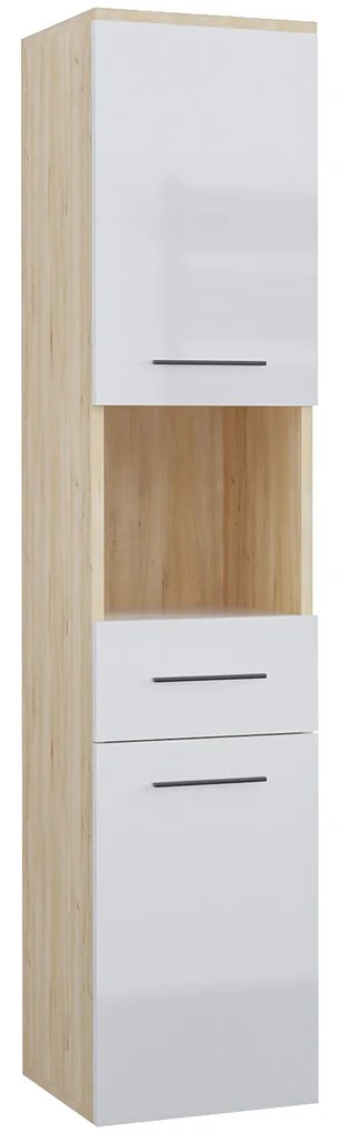 MEBLINE Dulap de baie montat pe perete LUPO / TIPO LP1 Stejar artisan / Alb Gloss
