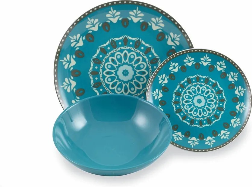 Set 18 farfurii din gresie și porțelan Villa d'Este Cala, multicolor
